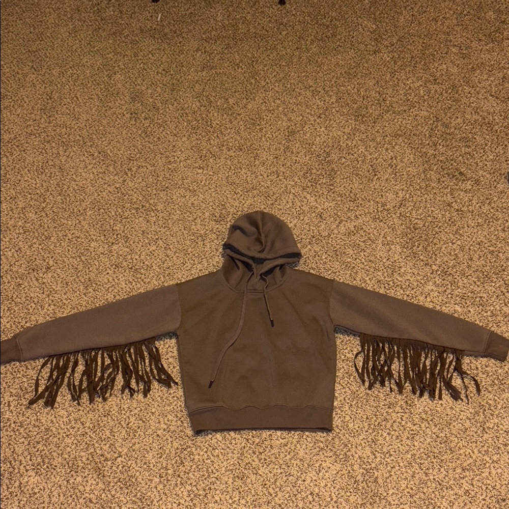 Fringe Brown Hoodie